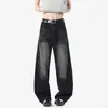 Jeans Curvos con Bigotes Estilo Retro Americano para Hombre, Marca de Tendencia Otoñal, Pantalones Holgados Rectos de Pierna Ancha Lavados Vintage