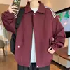 Chaqueta casual deportiva de estilo universitario a rayas para hombre, de moda retro americana, con cuello de solapa, para primavera y otoño