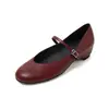 Zapatos Mary Jane de piel de vaca de primera capa para mujer, nuevo estilo, hebilla de cuero genuino, punta redonda, tacón medio, zapatos de una sola capa poco profundos para mujer