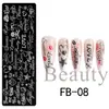 FULL BEAUTY Nueva Placa de Estampado para Uñas Transfronteriza con Diseños de Puntos, Estilo Francés, Estrellas y Hojas de Arce