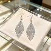 Nuevos Pendientes Largos con Borla Completa de Diamantes Super Brillantes Estilo de Corte Europeo y Americano Moda Retro Temperamento Elegante Pendiente de Gama Alta