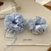Scrunchie de Laço de Fita Xadrez Azul Faixa de Cabeça Fofa de Gato Laço de Cabelo para Meninas Flor de Cabelo Acessório de Cabelo Infantil