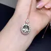 Colgante de cristal verde natural, cristal limpio, tamaño de piedra suelta 9*11 mm, engastado a mano en plata S925
