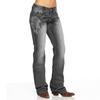 Jeans Moda de Verano para Mujer Casual Nuevo Europeo y Americano Ajustado Bordado Pantalones Cintura Baja Barrido de Piso Pantalones Rectos