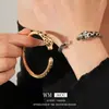 Pulsera Abierta de Zirconia Vintage Leopardo, Pulsera Exagerada Retro de Moda, Joyería de Nicho de Alta Gama para Mujeres