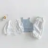 Colete de Tricô Dianxi para Bebês e Crianças Pequenas, Camisa Fresca e Simples para Ar Condicionado, Novo Estilo de Verão Calça Floral Anti-Mosquito para Meninas