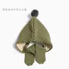 Gorro de lana con protección para las orejas, gorro cálido para bebé, conjunto de gorro y bufanda para niños, gorro de punto para otoño e invierno para niños y niñas