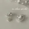 Pendientes Dulces Frescos de Corazón Martillado con Textura de Plata de Ley S925 Coreana para Mujer Estilo Ins Nicho Versátiles Pendientes de Alta Gama