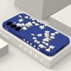 Funda Protectora de Silicona Líquida Blanca Flor de Magnolia Todo Incluido para Teléfono Móvil Samsung S26Ultra S24Fe Anti-Caídas A55