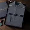 Nuevo suéter de cachemira 100% para hombre de otoño e invierno, cuello semialto, con cremallera, base de punto de cachemira pura, moderno