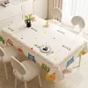 Toalha de Mesa Desenho Animado, Sem Lavagem, Impermeável, À Prova de Óleo, Resistente ao Calor, Estilo Dopamina Creme, Toalha de Mesa Retangular, Protetor de Mesa, Chá