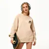 Sudadera de Algodón Pesado para Parejas, Corte Holgado, Cuello Redondo, Sin Capucha, Pulóver, Versátil, Cálida, Prenda Superior Estampada para Otoño e Invierno