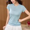 # Tencel Lana Lyocell# Camiseta Transparente Fina Suave Ceroso Amigable con la Piel para Mujer Verano Manga Corta Holgada Ajustada Top