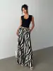 2026 Transfronterizos Europeos y Americanos Amazon Primavera/Verano Lino Imitación Cómodos Estampado de Cebra Delgados Casuales Pantalones de Pierna Ancha para Mujer