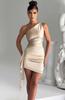 Estilo Europeo y Americano Verano Nuevo Vestido Plisado con Cinta, Sexy Cuello con Hombro Descubierto, Temperamento Delgado, Vestido Transfronterizo para Mujer