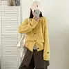 Cardigã de tricô básico redondo estilo Ins, multicolorido, macio e amigo da pele, suéter solto e casual para mulheres