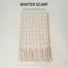 Cachecol de Xadrez Outono e Inverno Novo Imitação de Caxemira para Mulheres Estilo Coreano Xale Estilo Ins Xadrez Pequeno Cachecol Quente
