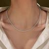 Zhenduo Cânhamo Platina Cinza Pérola Colar Feminino Luxo Acessível Nicho Alto Padrão Outono Inverno Corrente de Suéter Clavícula Colar