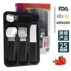 Exportado a Brasil, Set de Cubiertos de Acero Inoxidable con Mango Curvo de Plástico, Cuchillo, Tenedor, Cuchara, Set de 16 Piezas, Set de 24 Piezas, Directo de la Fábrica Fuente
