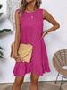 Vestido de Verão e Primavera Transfronteiriço Novo Europeu e Americano Moda Amazon Versátil Casual Cor Sólida Sem Mangas Gola Redonda Roupas Femininas