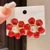 Pendientes Ankela Aguja de Plata Circonita Caballo Rojo para el Año del Caballo, Pendientes de Lujo Ligero de Gama Alta, Elegantes y Modernos Accesorios de Oreja para Mujer
