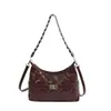 2026 Nueva Bolsa de Hombro con Cadena de Rejilla de Diamantes para Mujer Bolso de Hombro Retro Pequeño Estilo Chanel Piel Suave Versátil para Viajes Diarios Bolso Cruzado