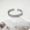 Pulsera Abierta de Acero Inoxidable al por Mayor Transfronteriza, Lujo Ligero, Gama Alta, Pulsera Clásica y Sencilla de Hoja de Olivo