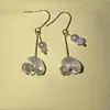Brincos de Botão de Primavera, Brincos Verde Primavera, Pérola Elegante, Brincos Assimétricos de Luxo, Brincos com Franjas