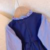 Vestido de manga larga para niña otoño falda plisada para niños vestido de princesita falda para niños estilo universitario traje falso de dos piezas