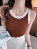 Camisola de Punto para Mujer, Nuevo Estilo Verano 2026, Hombro Ancho, Corte Ajustado, Sin Mangas, Ropa Exterior, Cubre los Costados del Pecho, Top
