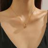 Collar con colgante de tres anillos de acero de titanio para mujer, moda simple, joyería de acero inoxidable al por mayor, cadena para la clavícula popular de comercio transfronterizo
