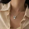 Cadena para Clavícula Estilo Coreano Simple y Lujoso Colgante de Nicho con Diamante de Moissanita de un Quilate Colgante de Collar