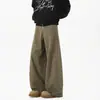 Pantalones Scimitar Patchwork Desconstruido Americano Marca de Tendencia Especial Hombres Nuevo Retro Holgado Moderno Versátil Trousers de Corte Limpio