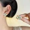 Brincos de Gota de Óleo Esmaltados com Flores Exquisitos e de Alto Padrão Design de Brincos de Nicho Francês Joia de Orelha Versátil para o Temperamento Novo Produto