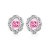 Pendientes de Tachuela con Flor de Hielo Cortada de Piedras Preciosas de Colores de Venta Caliente en Tiktok con Diamante de Alto Carbono Padparadscha Brillante Pendientes de Zirconia para Dropshipping