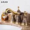 Torneira de três furos em jade amarelo dourado de resina natural, quente e fria, 8 polegadas, dividida, torneira para lavatório de mármore antigo