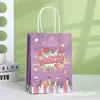 Sacola de presente de aniversário, sacola de papel kraft com desenho animado, sacola de embalagem para viagem, sacola para embrulho de presente de festa de feriado infantil, bolsa de mão