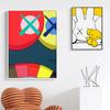Pintura Decorativa Moderna Master Kaws Pitufos Dibujo Animado Abstracto Simple Moda Nórdica Habitación Infantil Pared Sala de Estar Pintura Colgante