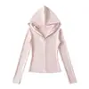 Sudadera con capucha y media cremallera cálida y sexy Derong Otoño e Invierno para Mujer 2025 Cintura Estrecha Apariencia Adelgazante Top Deportivo de Yoga