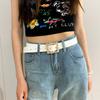 Cinto largo com strass feminino verão 2024, novo acessório de couro macio, jeans decorativo, saia jeans, cinto estilo ins