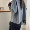 Blusas de Manga Longa com Renda e Veludo Dupla Face Tamanho Plus para Mulheres Outono e Inverno 2025 Novas com Caimento Solto Emagrecedor Camisetas de Base para Mulheres