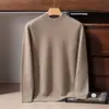 Suéter 100% caxemira pura para homens, espessado para outono e inverno, com gola semi-alta, ombros raglã e um design simples e liso