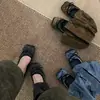Zapatos para Mujer Chuyuji Nuevos Principios de Otoño de Caña Baja con Lazo Plano Desmontable Estilo Oscuro Moda Botines Mary Jane