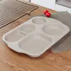Plato para estudiantes de paja de trigo engrosado cubiertos de compartimentos de comedor anticaída antiquemaduras plato de arroz multi-compartimento logo