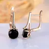 Pendientes Redondos Negros de Circonita Románticos Transfronterizos Europeos y Americanos para Mujer, Tendencia, Moda y Pendientes de Lujo Ligero Fabricante Mayorista