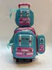 Mochila Escolar Transfronteriza con Carrito, Set de Tres Piezas, Lonchera, Estuche, Mochila Escolar con Carrito Rígido 3D