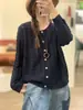Outono 2026 Novo Fio de Algodão Vintage Solto Vazado Gola Redonda Simples Versátil Casual Jaqueta Suéter de Tricô para Mulheres