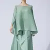 Conjunto de Top Pleats Miyake 2025 Nuevo de Alta Gama con Pantalones de Pierna Ancha con Diseño Asimétrico para un Look Adelgazante y Artístico