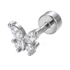 Aretes de Acero Inoxidable con Diseño de Nicho, Aretes de Zirconia de Cisne Pequeño, Tornillos para Cartílago Auricular, Piercing Corporal, Joyería Transfronteriza