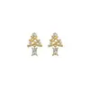 TH0288 S999 Pendientes de Árbol de Navidad de Plata con Aguja de Plata, Circonita y Perla, Accesorio de Lujo Ligero de Alta Gama, Nicho Inspirado en la Atmósfera para Mujeres